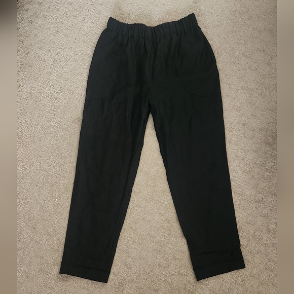notPERFECTLINEN Pants - notPERFECTLINEN Yamba black 100% linen pull on pant w/ pockets ethical M